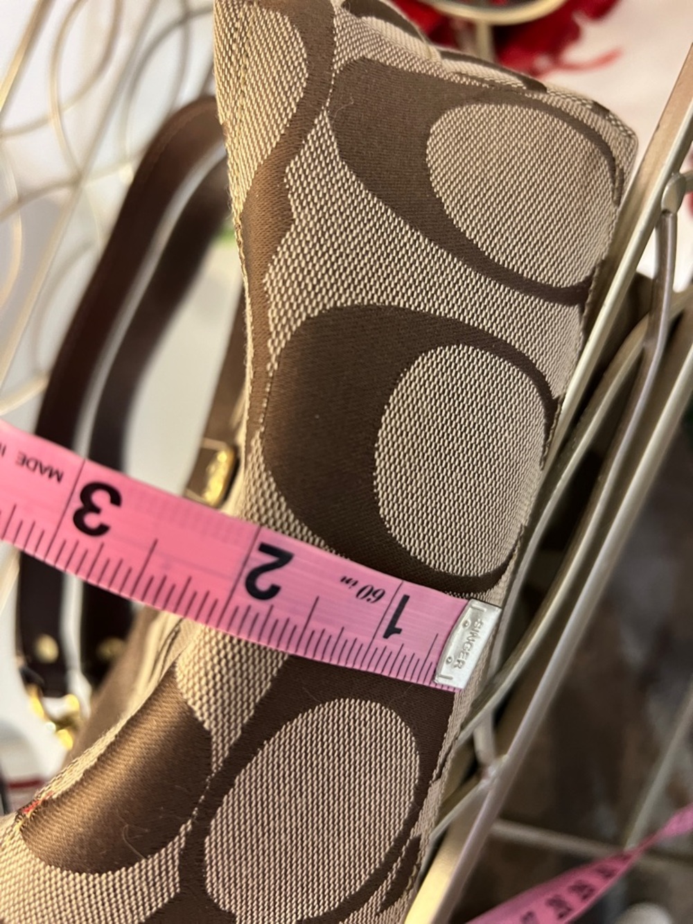 Y2K Coach Signature “C” Monogram Baguette Shoulder Bag – Khaki/Brown #11688 - Picture 14 of 16